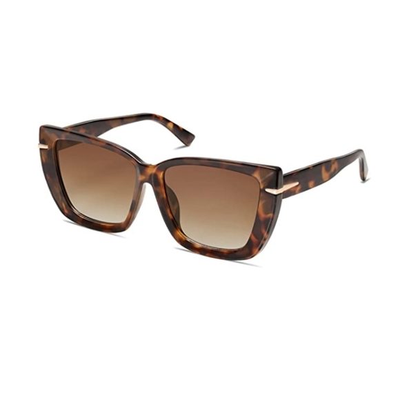 ?New Tortoise Brown Oversized Cat Eye Sunglasses Retro Vintage 70s Trendy